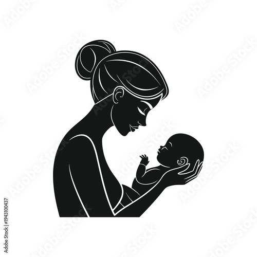 Mother Tenderly Cradling Her Newborn Baby in a Loving and Protective Parenting Moment