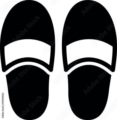 Black of two open toe slippers with white band footwear simple