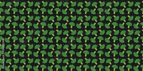 Broccoli seamless pattern for food backgrounds and healthy textile prints or kitchen decor