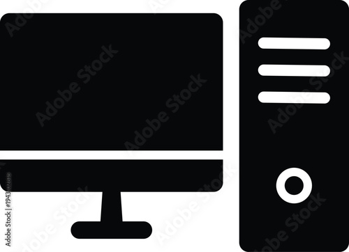 Desktop Computer Vector Icon Design for Technology and Office Use