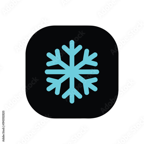 Blue Snowflake Icon with Hexagonal Crystal Pattern.