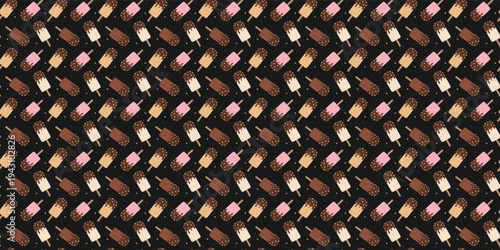 Seamless pattern of ice cream bars for summer packaging and sweet decor