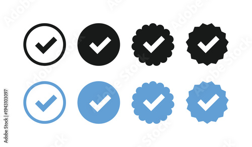 Check Mark Vector Icon Design Set for Approval and Verification