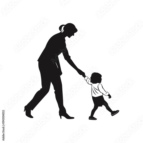 Responsible Adult Guiding a Child by the Hand While Walking Safely Together
