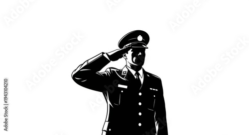 Military Officer Saluting in Uniform.