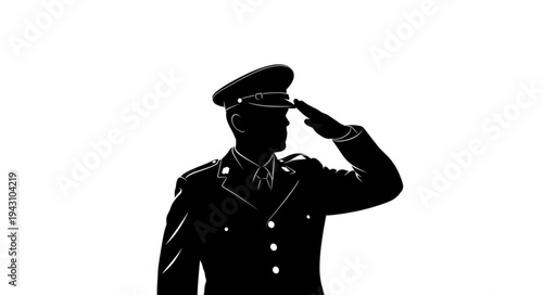 Military Officer Saluting in Uniform.