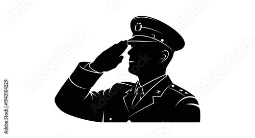 Military Officer Saluting in Uniform.