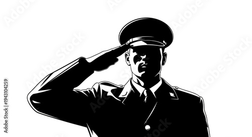 Military Officer Saluting in Uniform.
