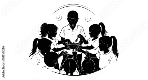 African American man teaching children.