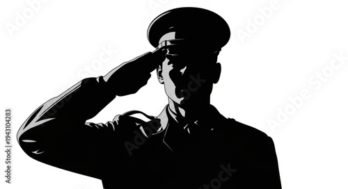 Military Officer Saluting in Uniform.