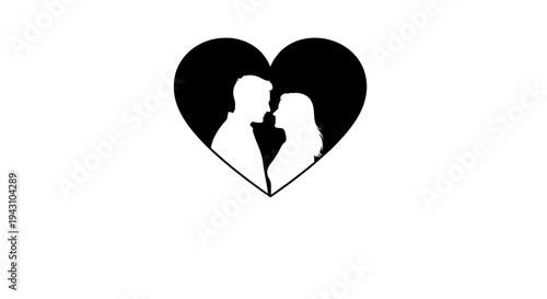 Black heart shaped couple silhouette logo.