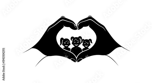 Black heart shaped hands forming love.