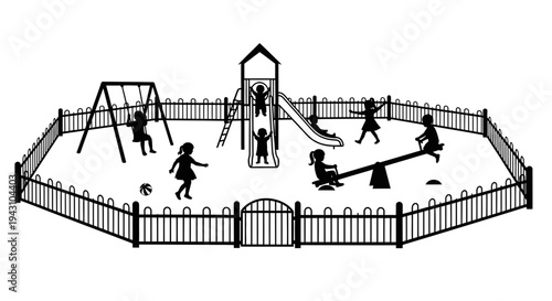 Children Playing on Outdoor Playground Equipment.