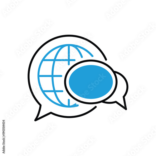 Global chat icon with speech bubbles and globe.