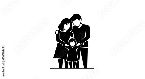 Family holding baby together sweetly.