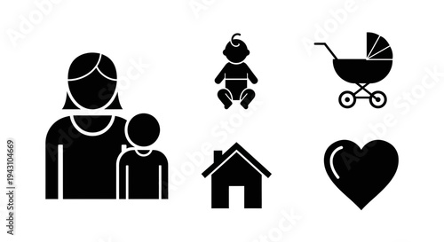 Family icons with house and heart.