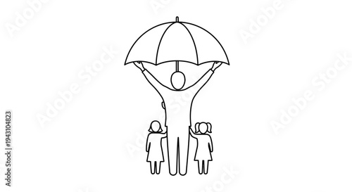 Family protected under an umbrella.