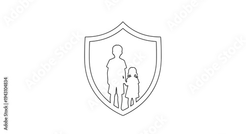 Family protection shield icon symbol.