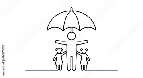 Family Under Umbrella Protection Symbol.