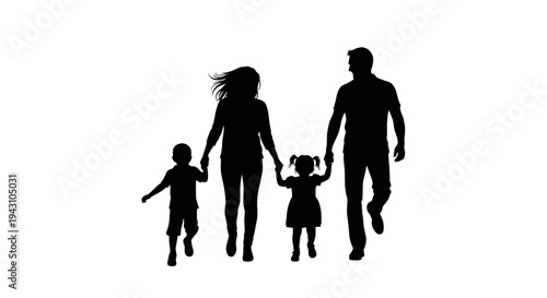 Family walking together in silhouette 1.