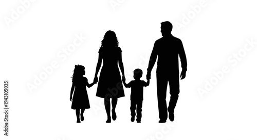 Family walking hand in hand together.