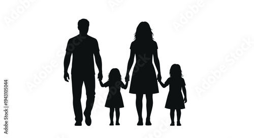 Family walking together in silhouette 2.