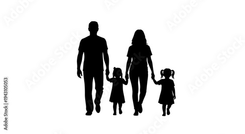 Family walking together in silhouette 3.