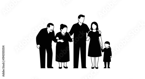 Family standing together in black.