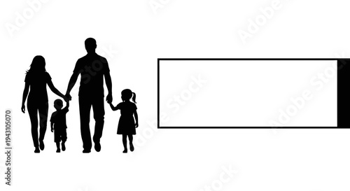 Family walking together in silhouette.