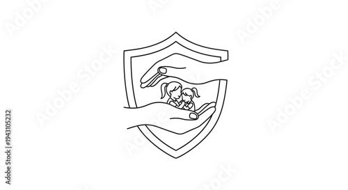 Hand holding shield with small globe.