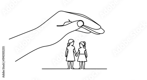 Hand Protecting Small Human Figures.