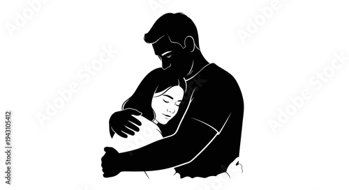 Man holding a sleeping small child.