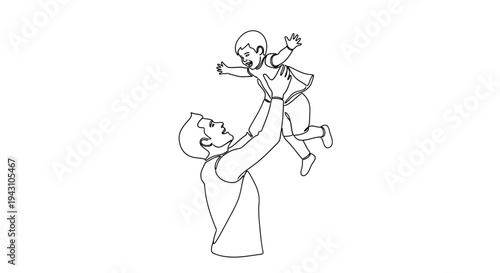 Man Lifting Up Happy Little Boy.