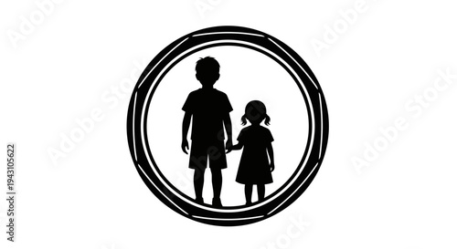 Silhouette of a man and little girl.