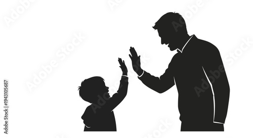 Silhouette of man and little child 1.