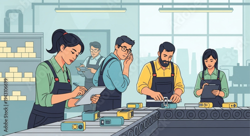 Manufacturing Team Working Together.