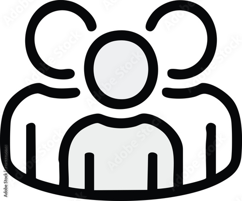 People Icon: Illustration of a group icon emphasizing simplicity and unity with black line style.