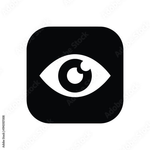 Eye icon symbol graphic representing visibility and view.