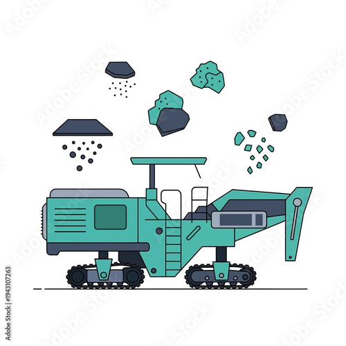 Modern Asphalt Milling Machine For Road Construction Illustrated