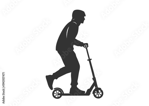 Person riding kick scooter silhouette transportation active man.