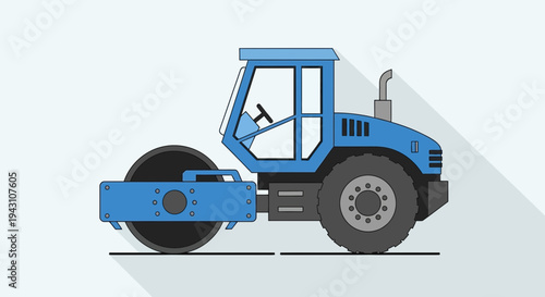 Modern Blue Steamroller Graphic Machine With Simplified Design