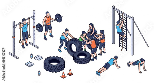 Men Training in Outdoor Gym.