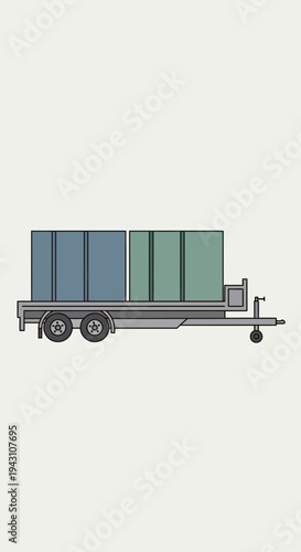 Modern Cargo Trailer With Stacked Containers For Logistics And Delivery Services