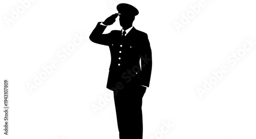 Military Officer Saluting in Uniform.