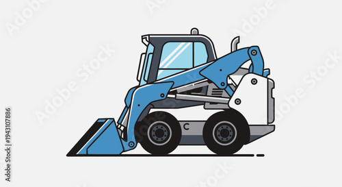 Modern Compact Excavator Machine Illustration On White Background