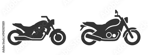 Sport motorcycle and motorbike silhouette set for transportation design.