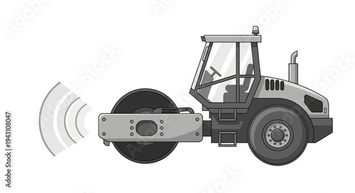 Modern Compactor Machine Illustration For Construction Projects