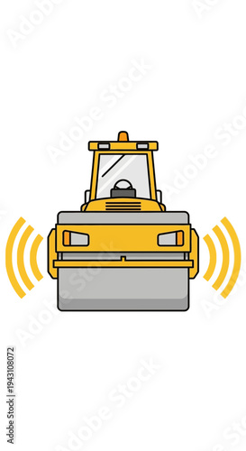 Modern Compact Yellow Road Roller Machine Illustration For Construction Projects