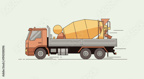 Modern Concrete Mixer Truck Illustration For Construction Sites
