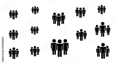 Diverse Groups of People Icons Representing Community and Collaboration.